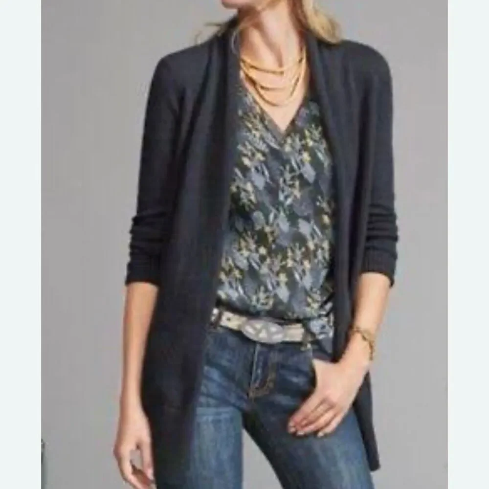 CAbi Victoria Open Cardigan Sweater‎ Blue Women's M Longline Keyhole Back